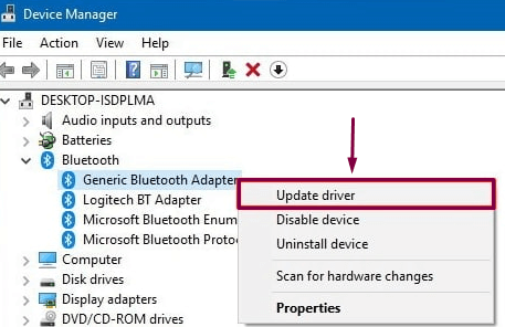 update windows 10 pro bluetooth driver