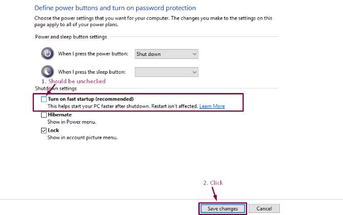 turn off fast startup from shutdown setting turn off fast startup from shutdown setting