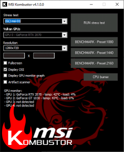 how long is msi kombustor stress test duration