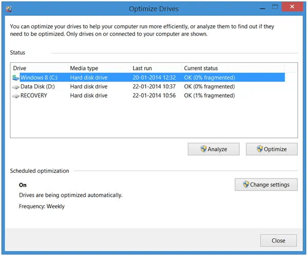 how to defrag in windows 8