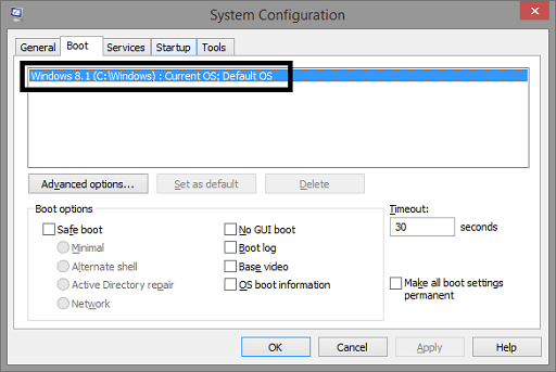 Run Your PC in Safe Mode - Select one operating system you have more OS