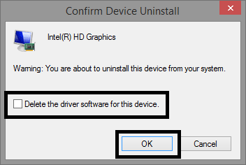 click on check box Delete the driver software for this device