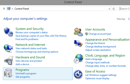 Uninstall Graphics Driver - click on programs