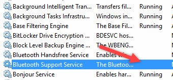 Ensure that the Bluetooth service is enabled