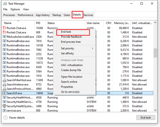 reset windows search defaults