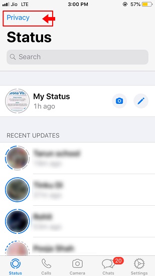 Steps to show WhatsApp status to selected someone