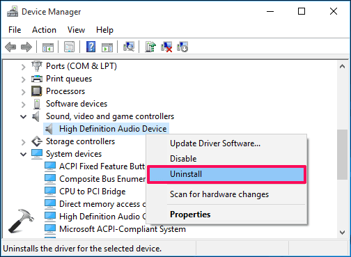 Use Device Manager to Uninstall and Reinstall the Audio Driver
