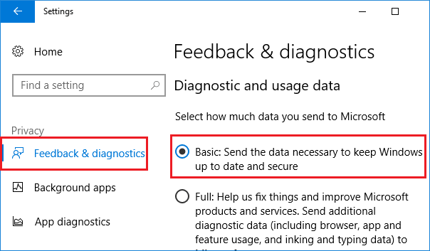 Change the diagnostic and usage data settings-1
