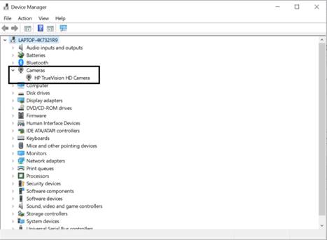 Camera not working on hp laptop