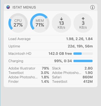 istat menu temperature in c