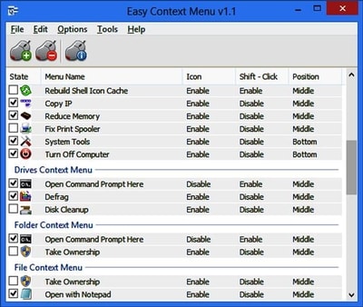 Easy Context Menu- best context menu editors for Windows