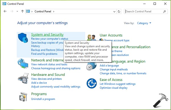system and security in control panel