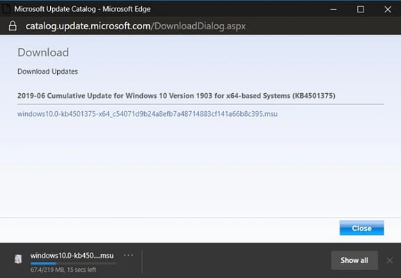 download begin Windows 10 version 1903