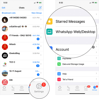 tap on WhatsApp Web/Desktop