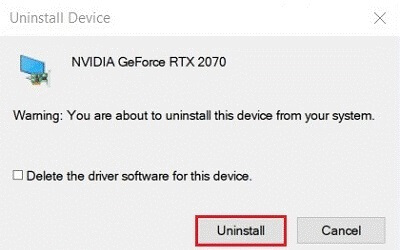 Uninstall to confirm the uninstallation