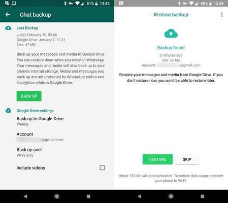 whatsapp Restore option