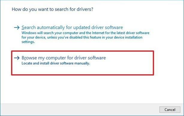 Browse my computer for driver software