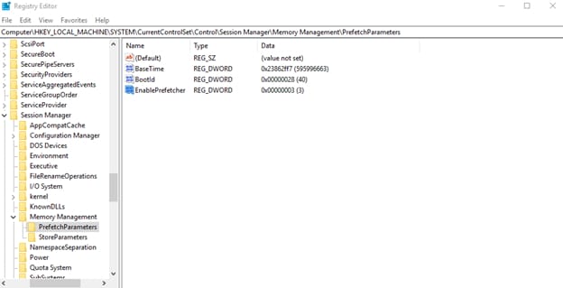 EnablePrefetcher registry key