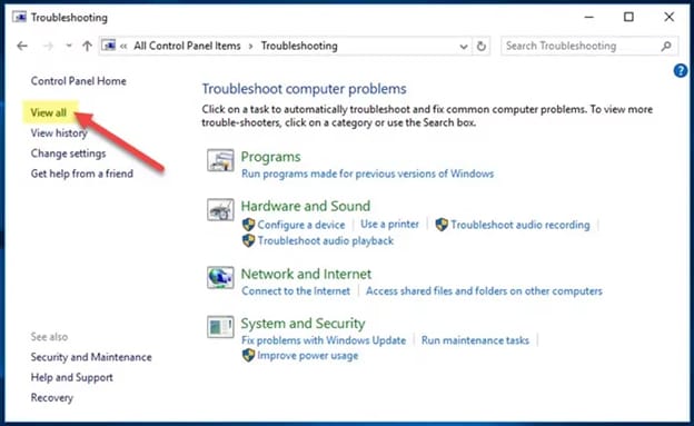 view all for troubleshooting view all for troubleshooting
