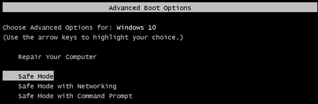 Advanced Boot Options - Safe mode