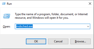 type mdsched.exe in RUN command