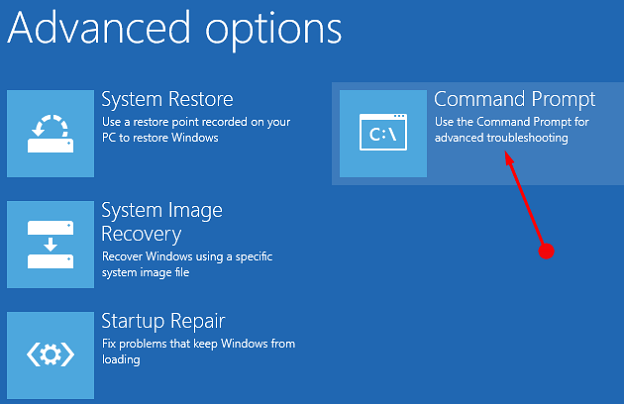 choose command prompt from advanced options
