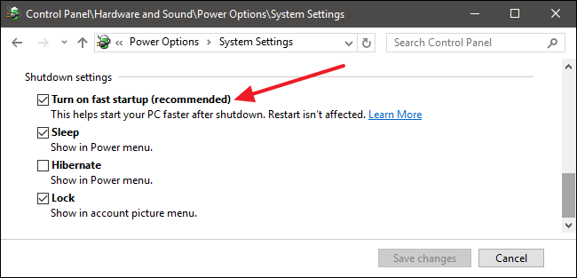 power option system setting