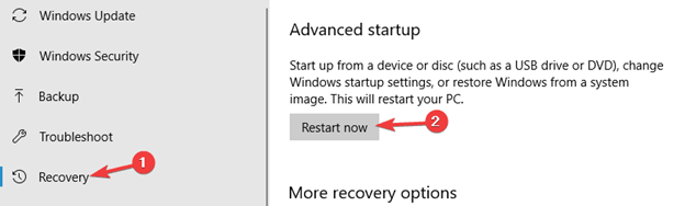 Recovery Advanced startup Recovery Advanced startup