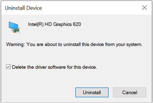delete the driver software for this device