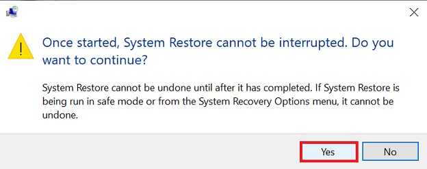 system restore cannot be interrupted