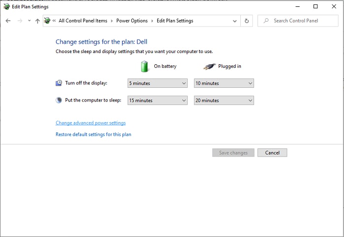 edit power plan setting