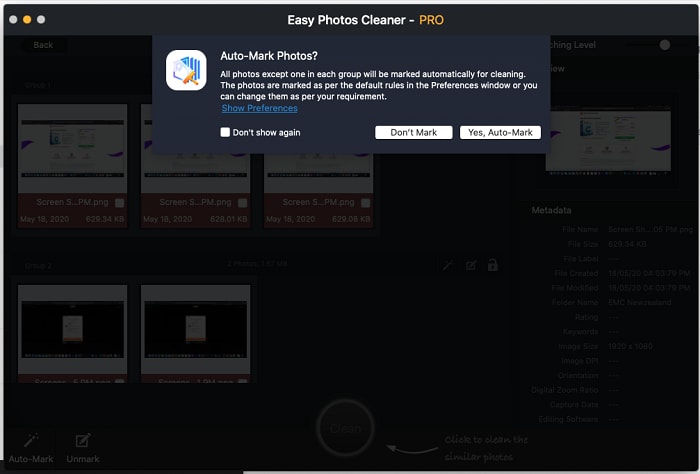 Auto Mark feature for delete duplicate image in easy photos cleaner