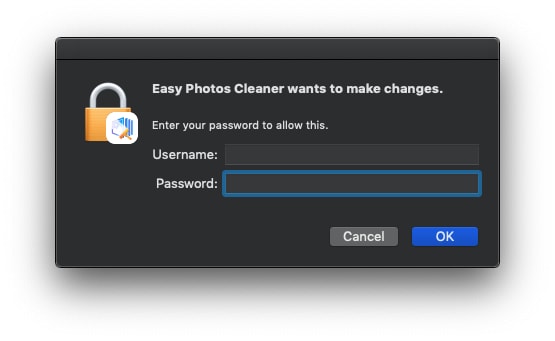 easy photos cleaner username or password