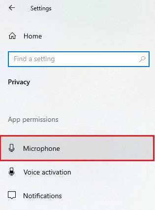 choose Microphone setting option