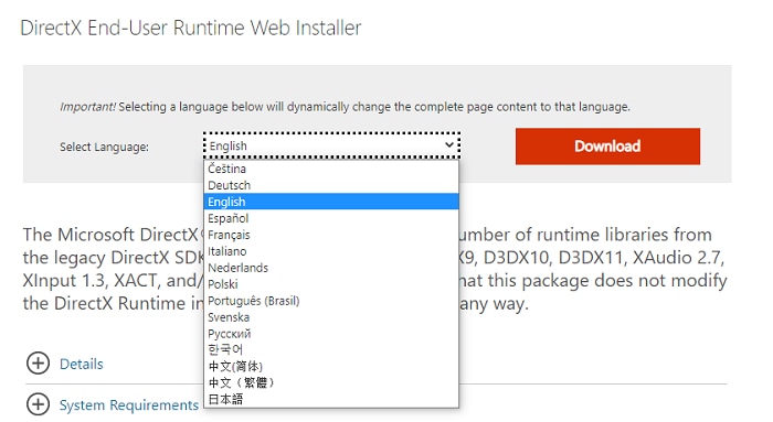 directx end user runtime web installer microsoft