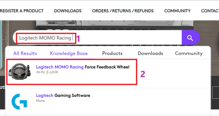 search model of your Logitech wheel and select result