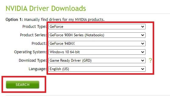 enter detail of your NVIDIA GeForce 940MX GPU device