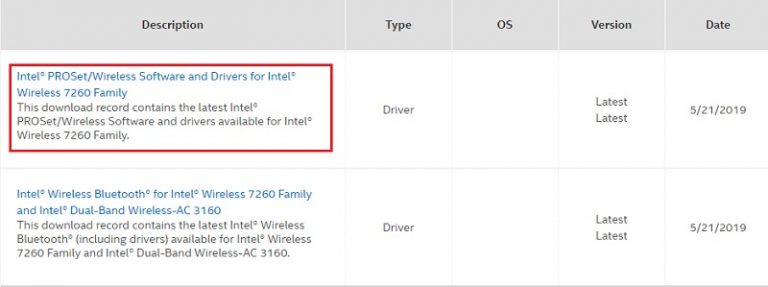 intel dual band wireless ac 7260 windows 10 driver