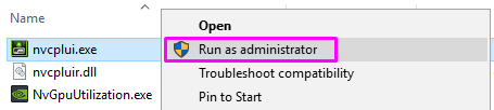 run nvcplui file as administrator