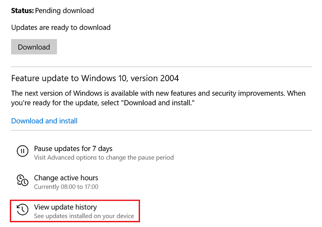 View update history