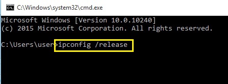 ipconfig release