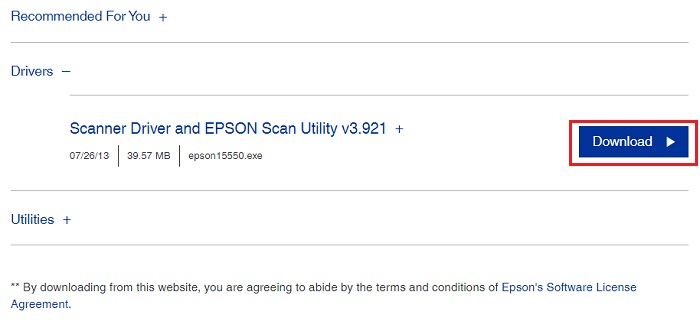 click on download for epson V700 driver