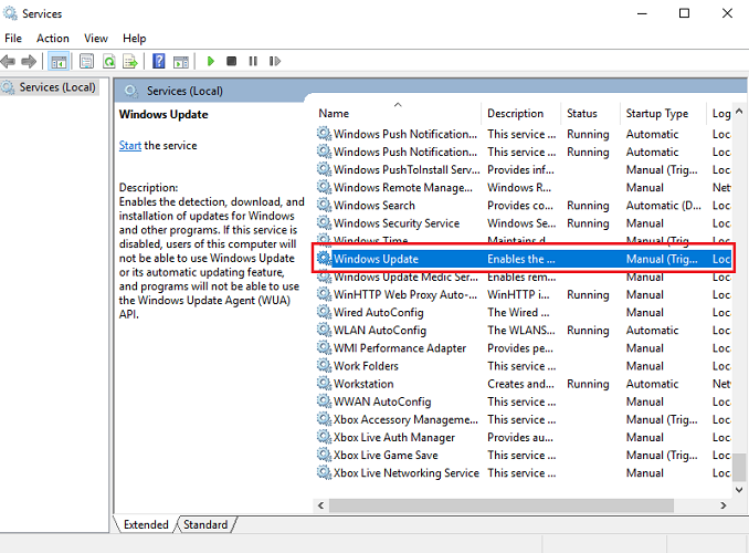 windows update service
