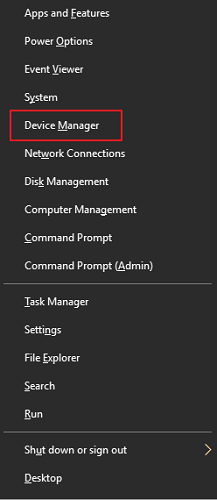 Choose Device Manager from the WinX menu to open