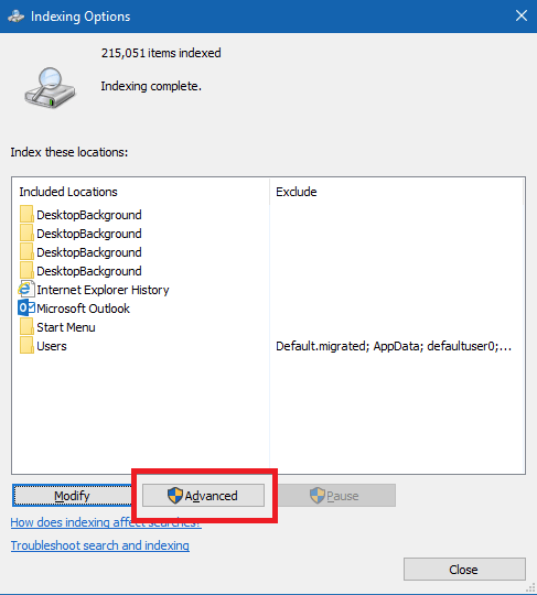 Rebuild Or Configure Windows 10 Search Indexer-5