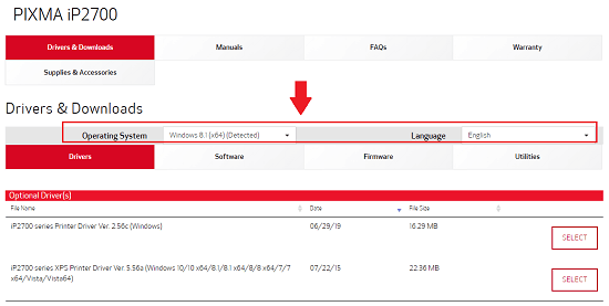 select the compatible operating system & language