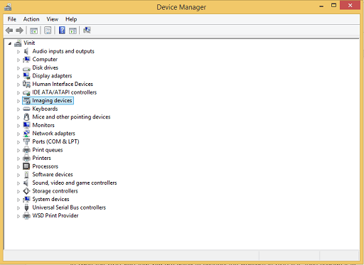 Device Manager window appears, click on Imaging Devices