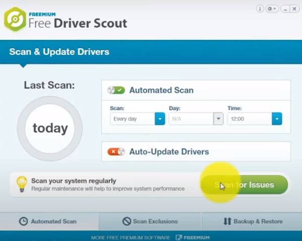 Main Screen and Interface of the Free Driver Scout