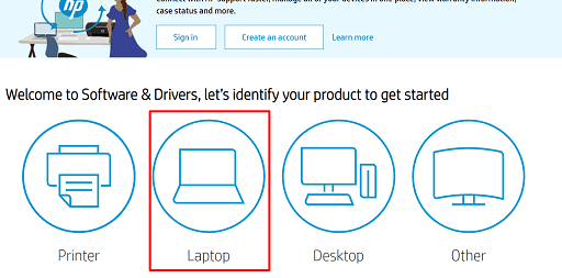 Click on the Laptop option available under the “identify your product