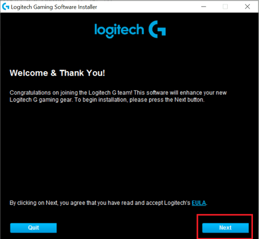 Install Logitech G910 Gaming Software Click on Next